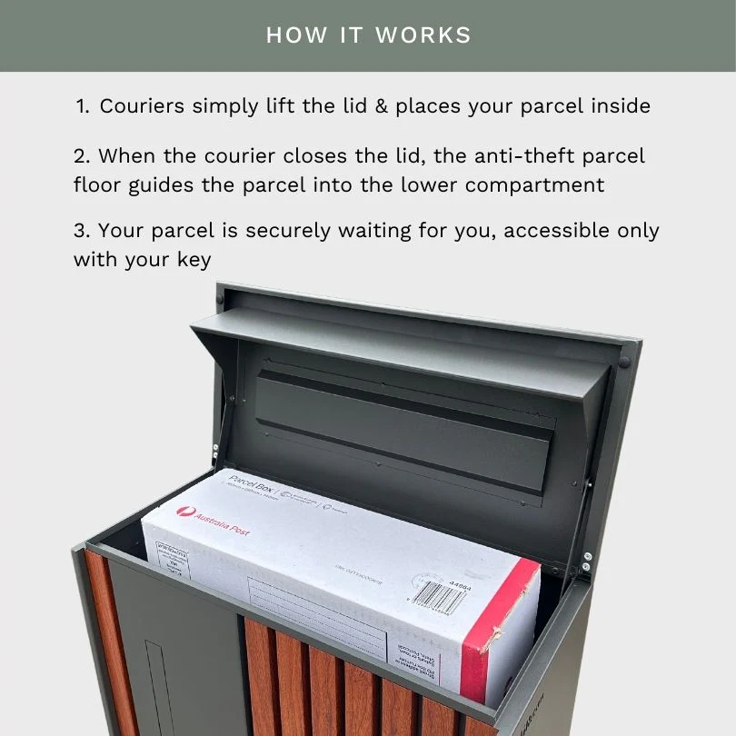 Noosa Extra Wide Parcel Pillar Letterbox - Charcoal - Image 35