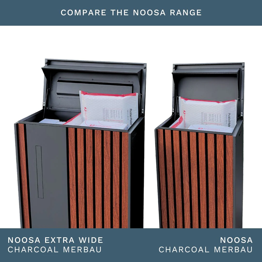 Noosa Extra Wide Parcel Pillar Letterbox - Charcoal - Image 37