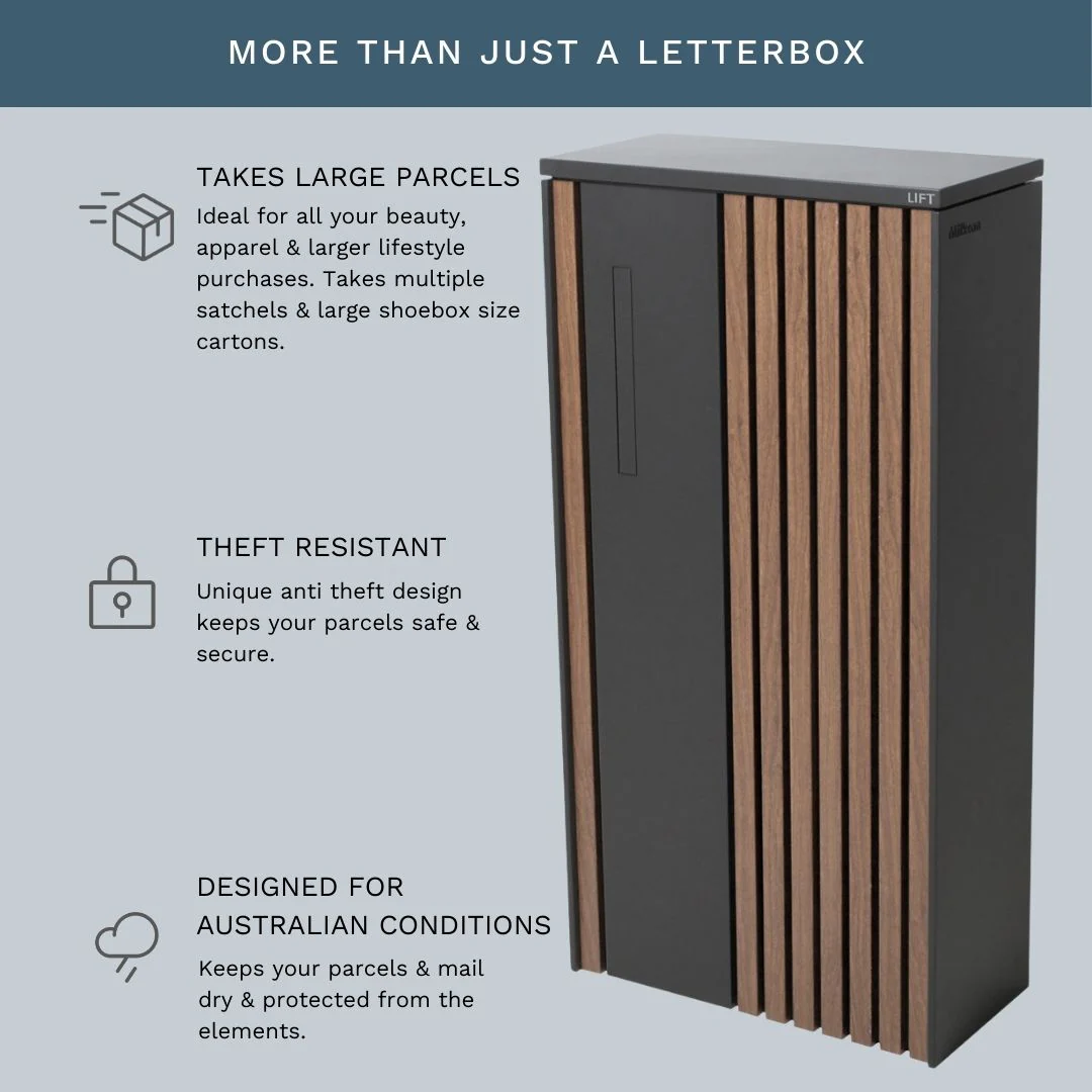 Noosa Extra Wide Parcel Pillar Letterbox - Charcoal - Image 6