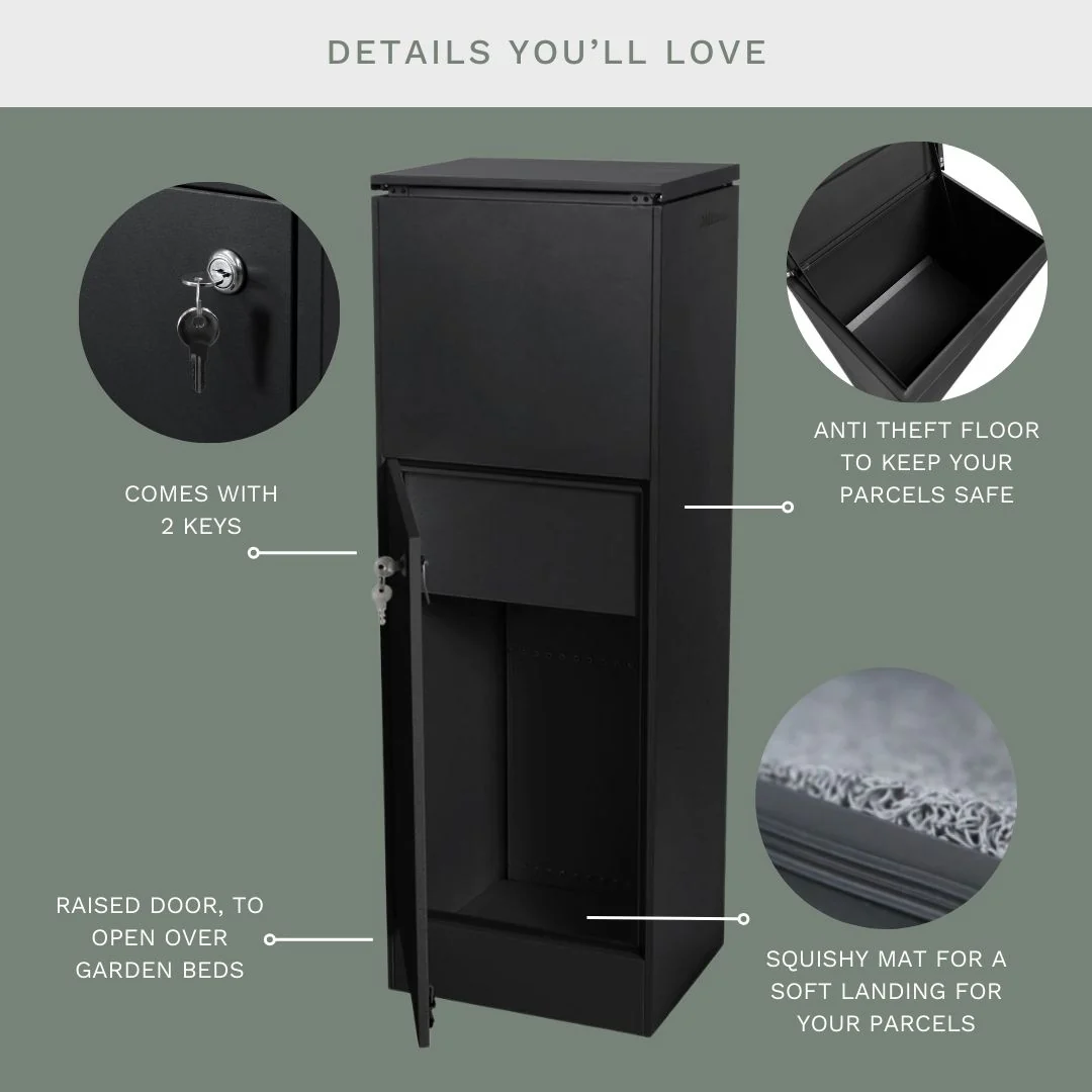 Noosa Parcel Pillar Letterbox - Black - Image 33