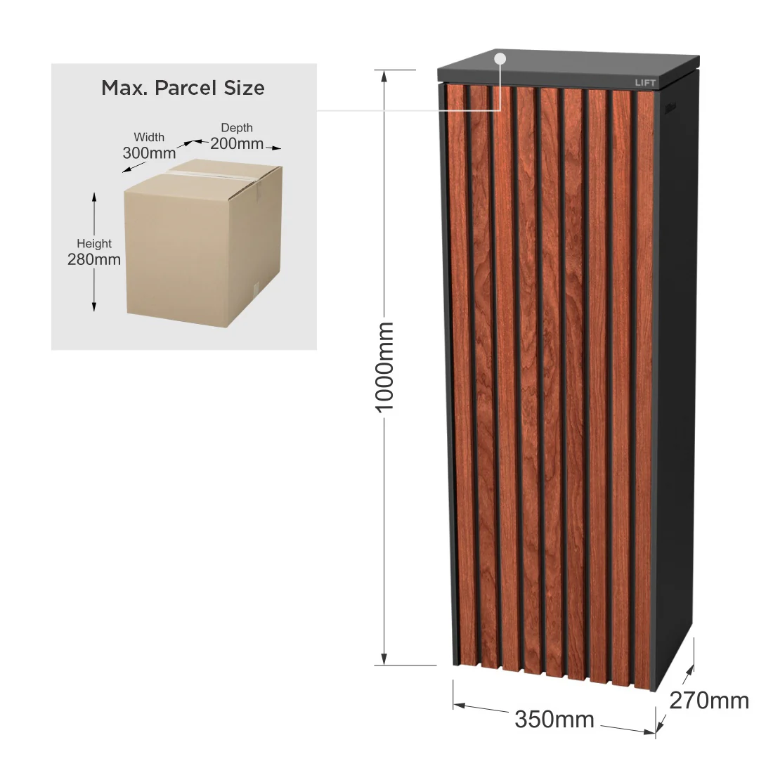 Noosa Parcel Pillar Letterbox - Charcoal - Image 28