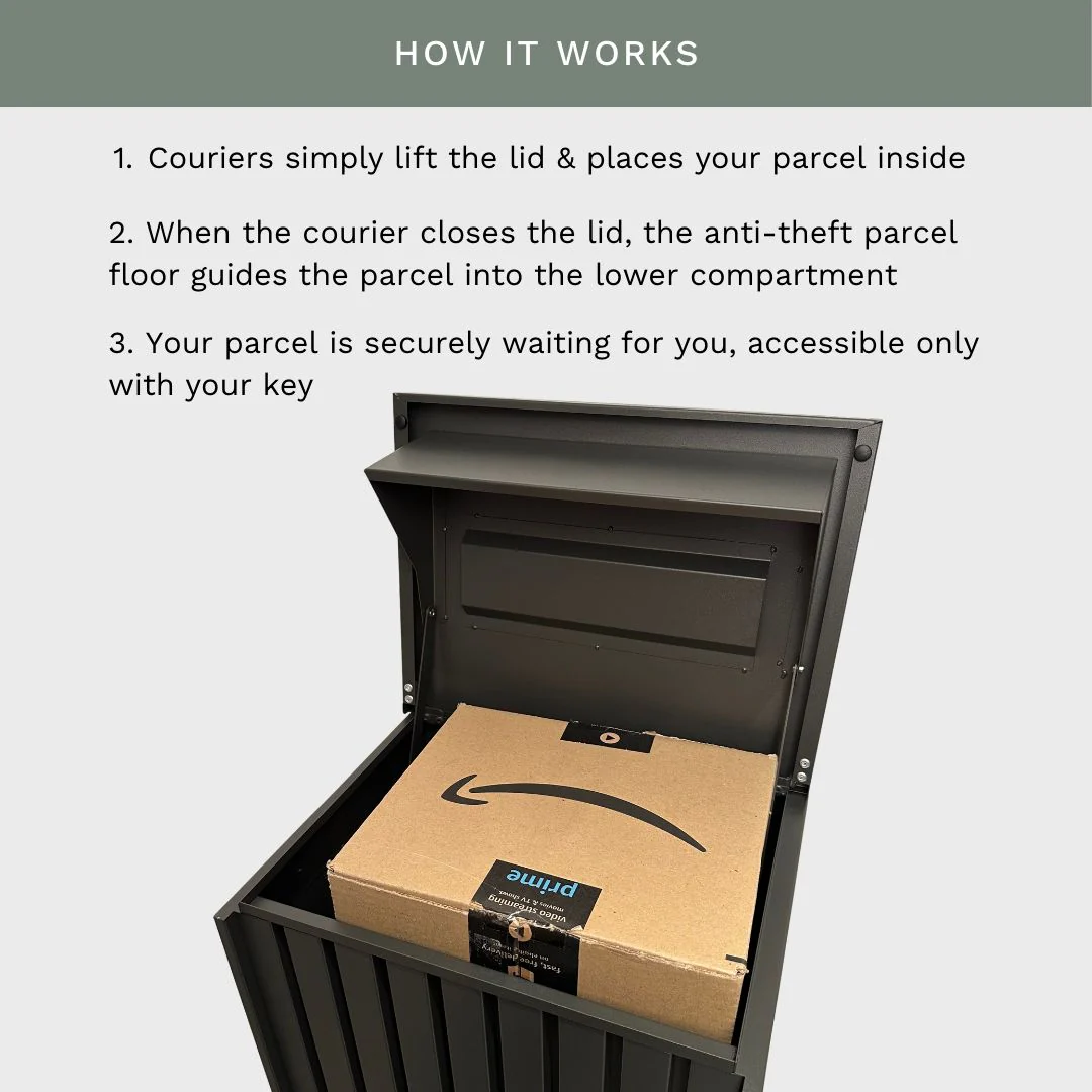 Noosa Parcel Pillar Letterbox - Charcoal - Image 31