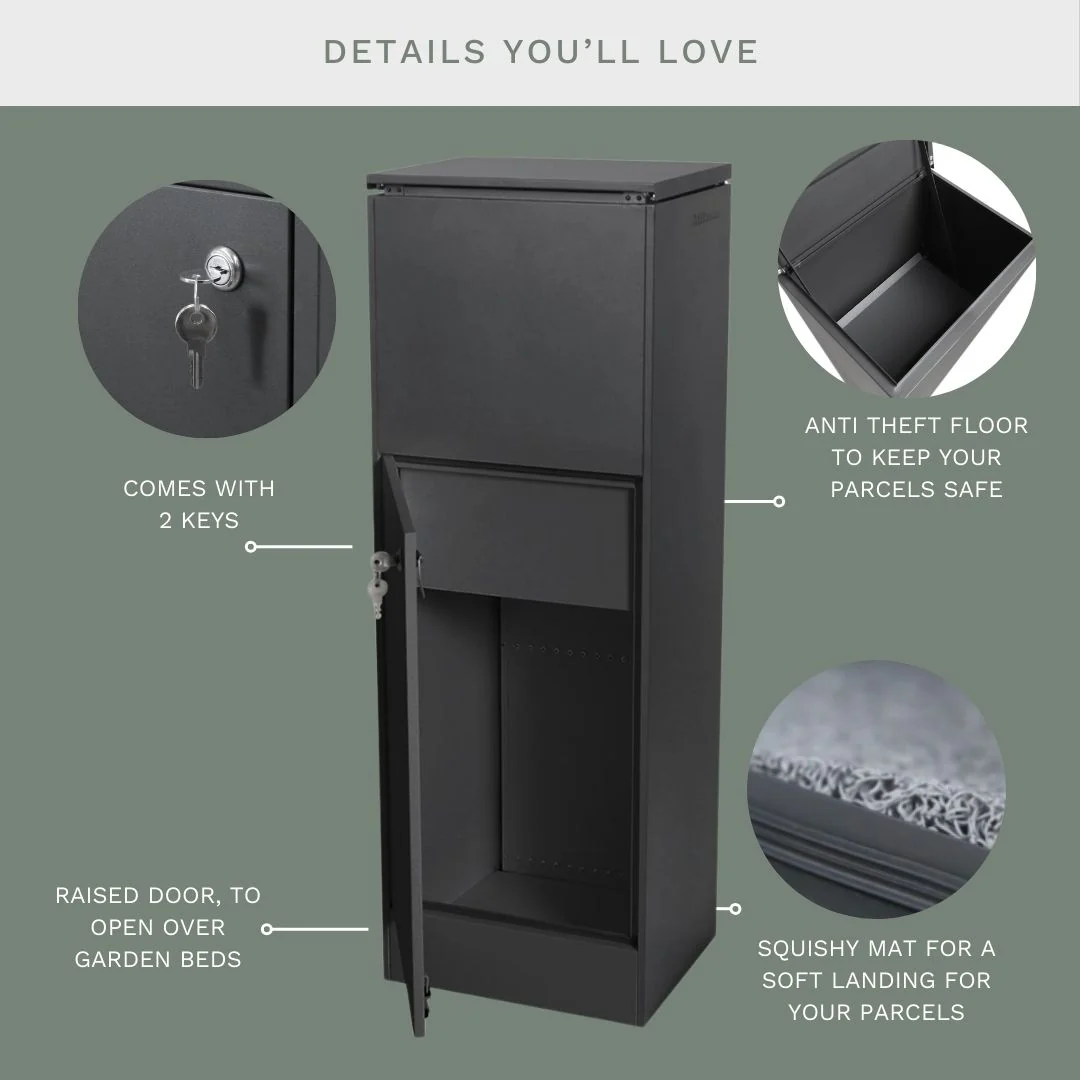 Noosa Parcel Pillar Letterbox - Charcoal - Image 32