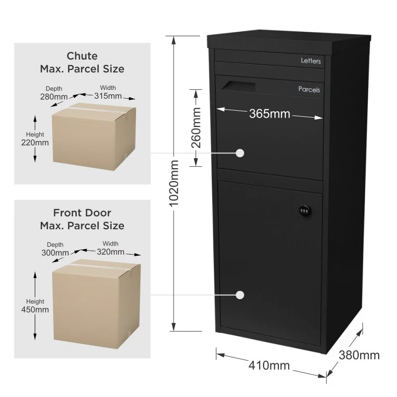 Parcel Pal 2 Pillar Letterbox - Black - Image 36