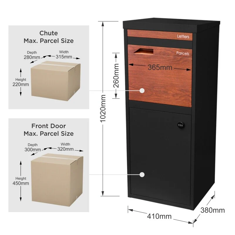 Parcel Pal 2 Pillar Letterbox - Black - Image 37