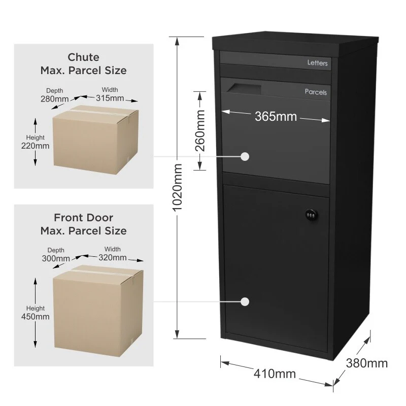 Parcel Pal 2 Pillar Letterbox - Black - Image 38