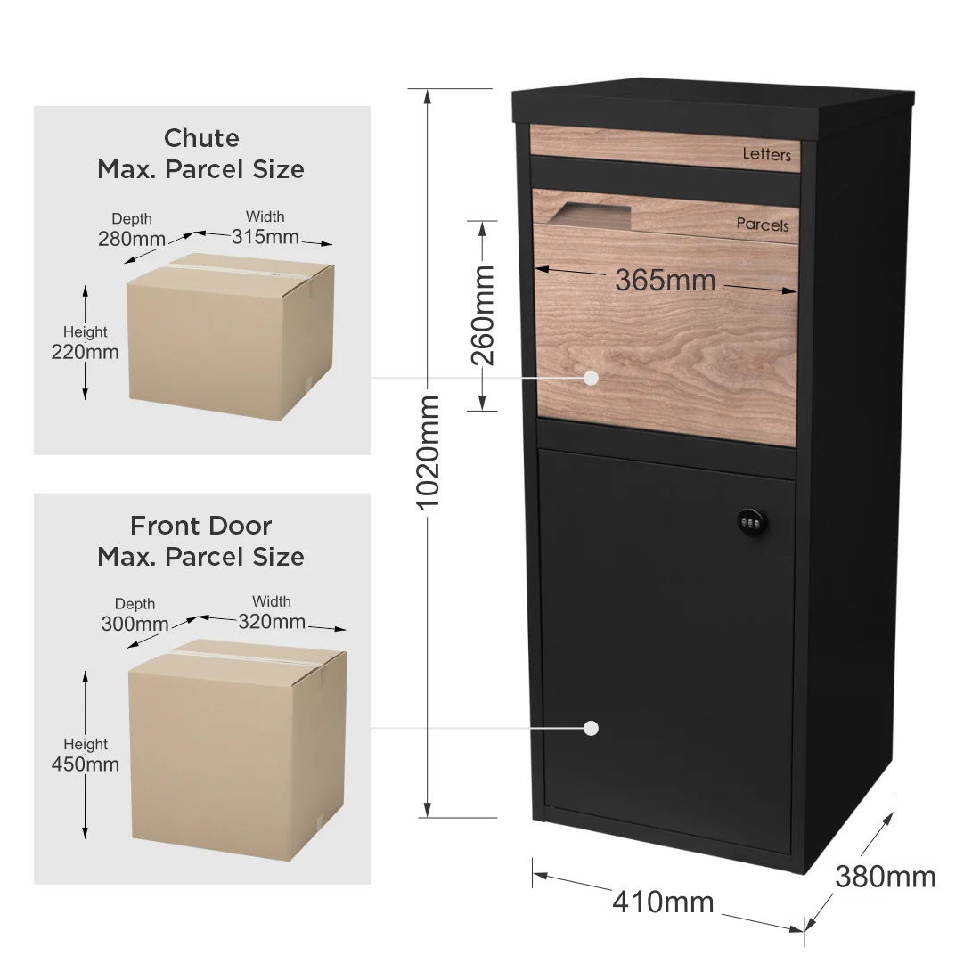 Parcel Pal 2 Pillar Letterbox - Black - Image 39