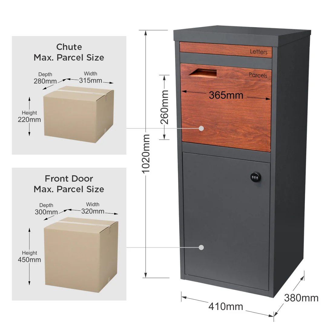 Parcel Pal 2 Pillar Letterbox - Charcoal - Image 28