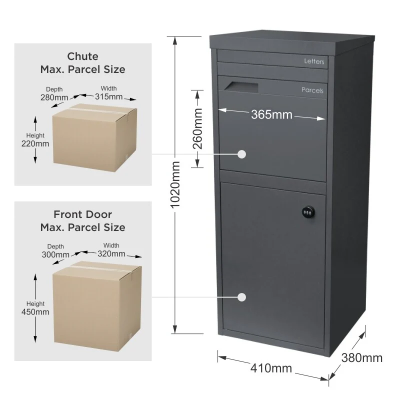 Parcel Pal 2 Pillar Letterbox - Charcoal - Image 29