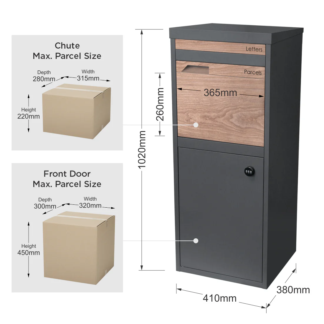 Parcel Pal 2 Pillar Letterbox - Charcoal - Image 30