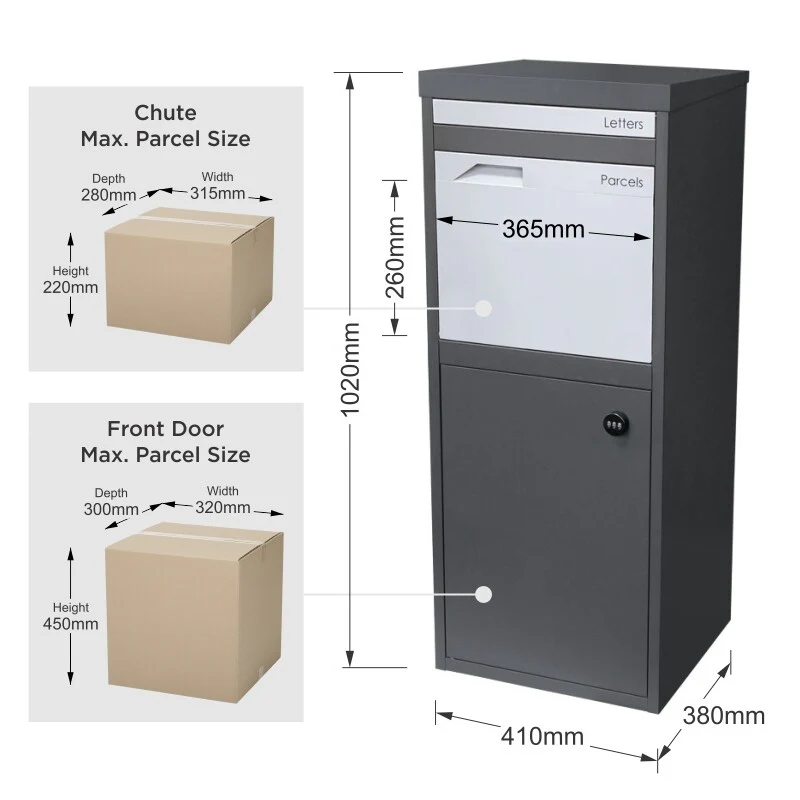 Parcel Pal 2 Pillar Letterbox - Charcoal - Image 31