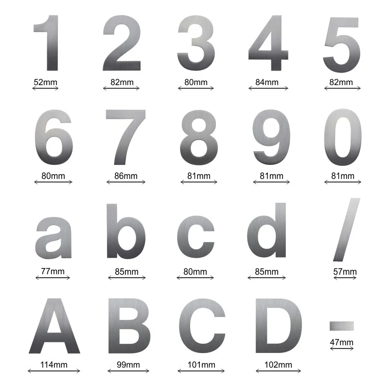 Stick on Bold House Numbers 120mm - Stainless Steel - Image 27