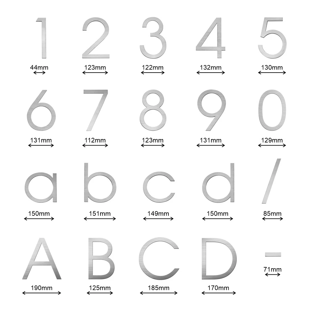 Stick on Slim House Numbers 200mm - Stainless Steel - Image 30