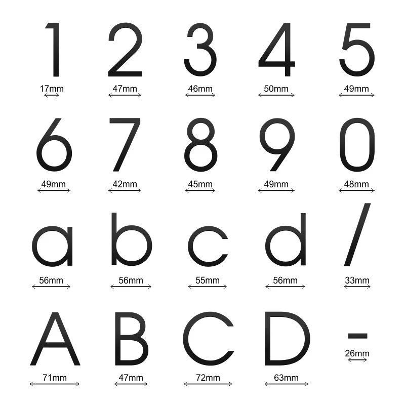 Stick on Slim House Numbers 75mm - Black - Image 31
