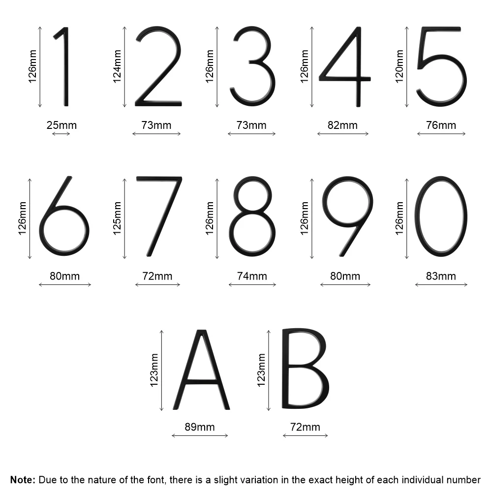 Stud Mount House Numbers 125mm - Black - Image 25