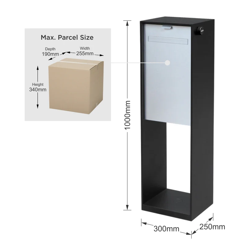 Vienna Parcel Pillar Letterbox - Black - Image 12