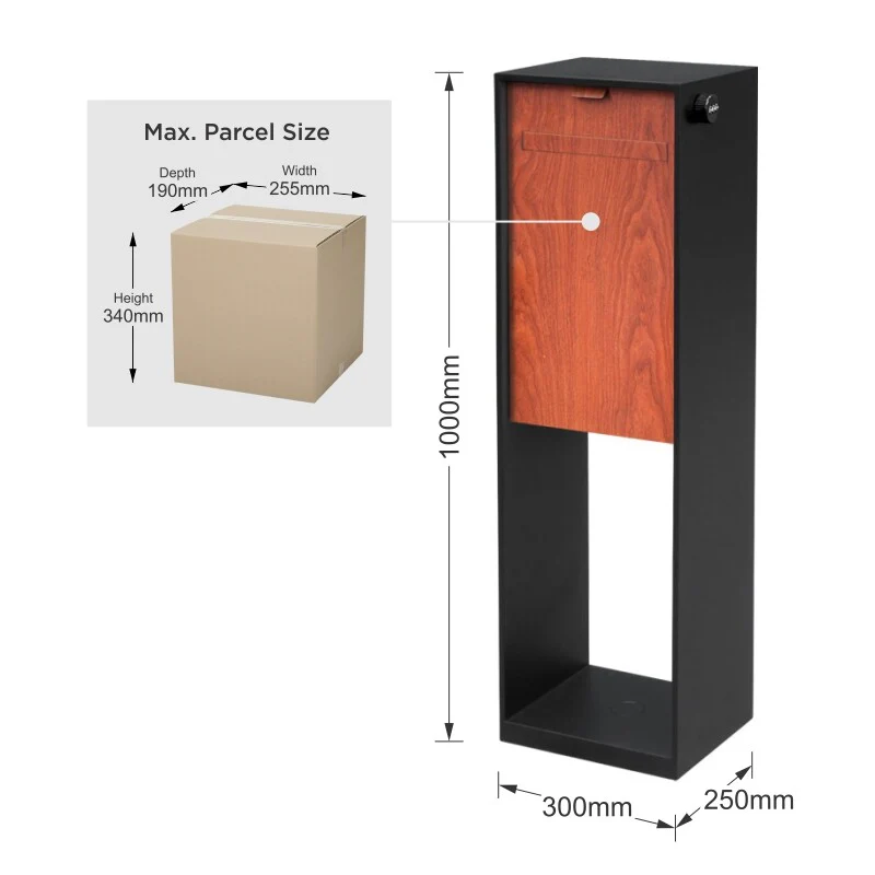 Vienna Parcel Pillar Letterbox - Black - Image 14