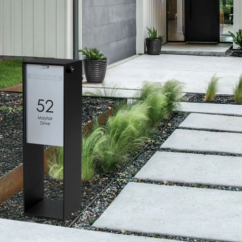 Vienna Parcel Pillar Letterbox - Black - Image 8