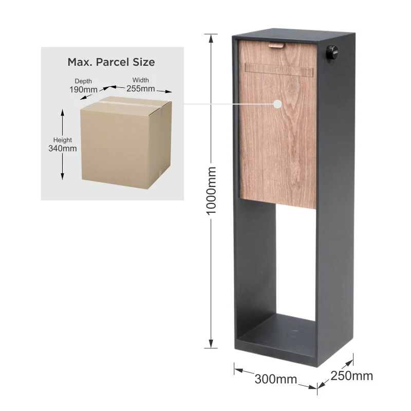 Vienna Parcel Pillar Letterbox - Charcoal - Image 10