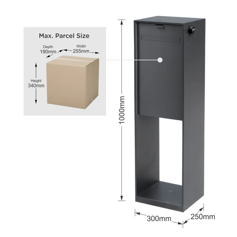 Vienna Parcel Pillar Letterbox - Charcoal - Image 9