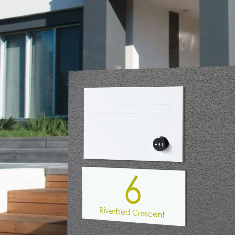 White Custom House Sign Large - Gold Decal - Image 3