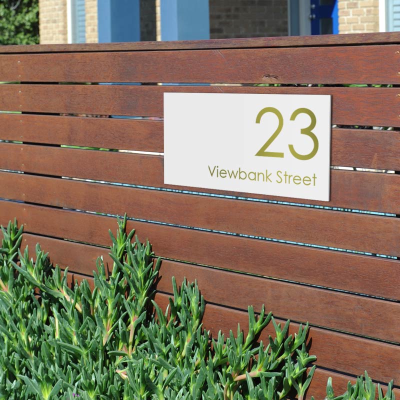 White Custom House Sign Large - Gold Decal - Image 4