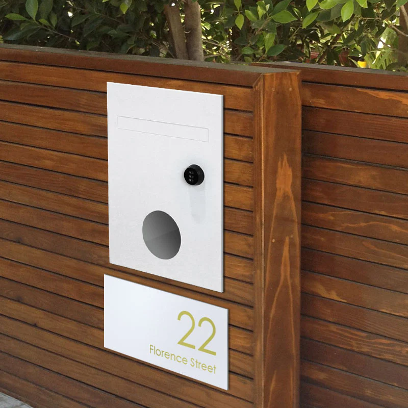 White Custom House Sign Medium - Gold Decal - Image 3