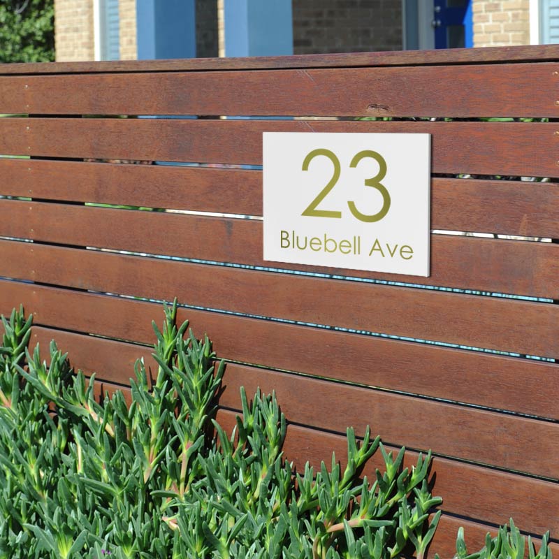 White Custom House Sign Small - Gold Decal - Image 3