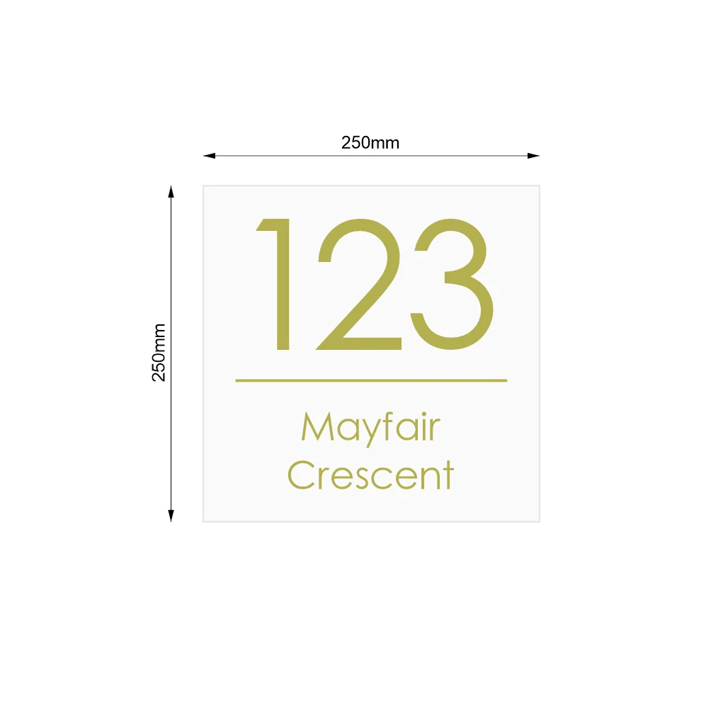 White Custom House Sign Square - Gold Decal - Image 4