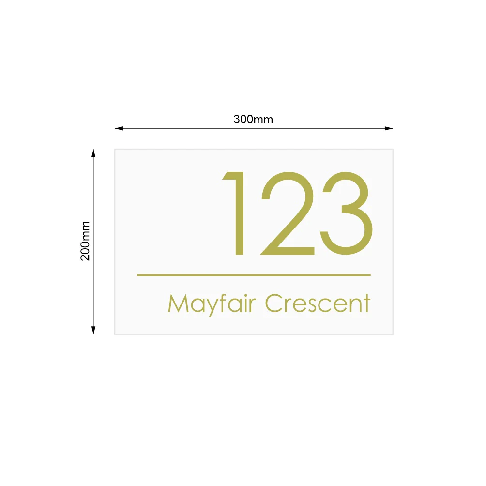 White Custom House Sign Wide - Gold Decal - Image 3